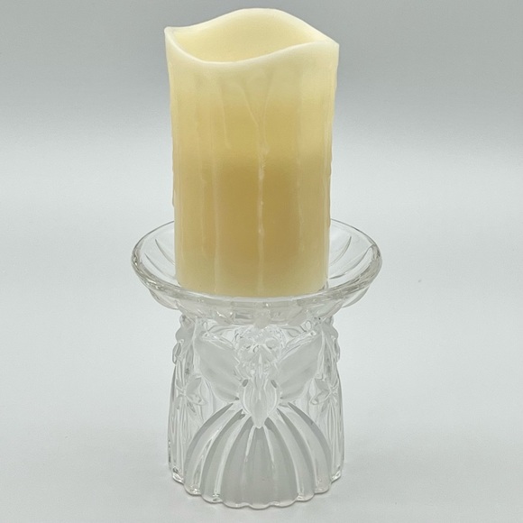 Gorham Angels Of Peace Crystal Pillar Candle Holder Frosted Germany Christmas - Picture 13 of 13